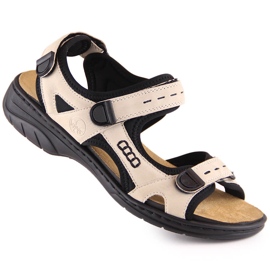 Cómodas sandalias deportivas mujer con velcro beige Rieker 64582-60 5