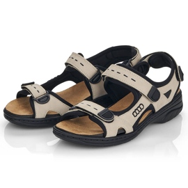 Cómodas sandalias deportivas mujer con velcro beige Rieker 64582-60 10