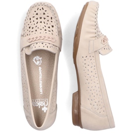 Cómodos mocasines mujer calados Rieker 40068-60 beige 1
