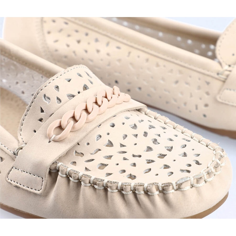 Cómodos mocasines mujer calados Rieker 40068-60 beige 2