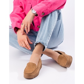 W. Potocki Mocasines sin cordones en ante beige con suela gruesa de Potocki 3
