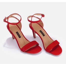 Marco Shoes Elegantes sandalias fabricadas en ante natural rojo 4