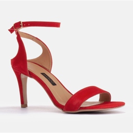 Marco Shoes Elegantes sandalias fabricadas en ante natural rojo 2
