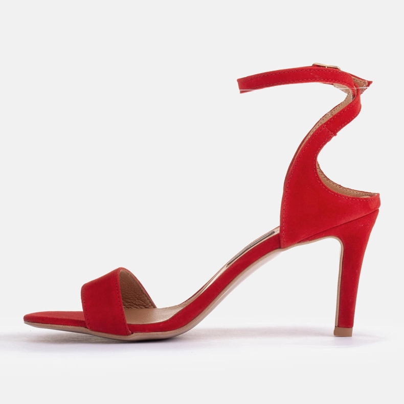 Marco Shoes Elegantes sandalias fabricadas en ante natural rojo 1