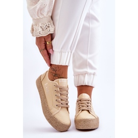 Zapatillas trenzadas de moda Lee Cooper LCW-23-31-1795L Beige 1