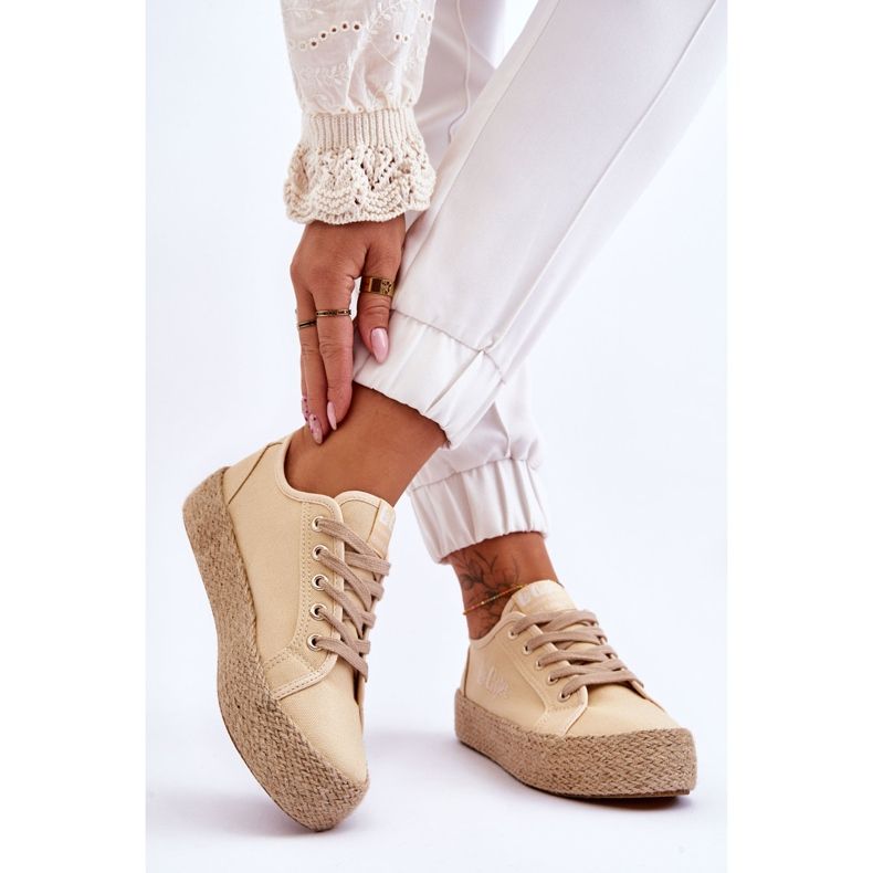 Zapatillas trenzadas de moda Lee Cooper LCW-23-31-1795L Beige 2