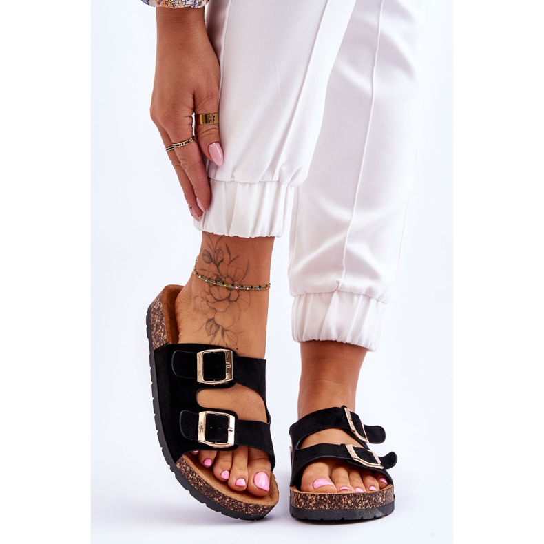 Sandalias De Mujer Con Suela De Corcho Black Cortina negro 1