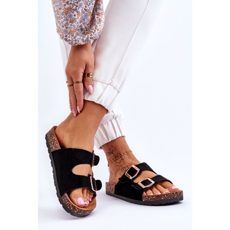 Sandalias De Mujer Con Suela De Corcho Black Cortina negro 2