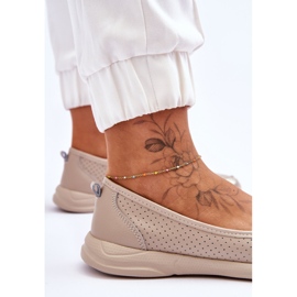 Ballerinas de beige de cuero de cuero para mujeres 6