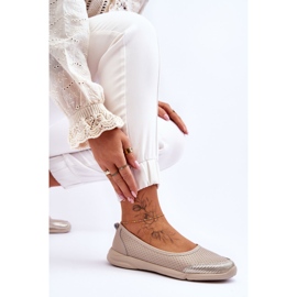 Ballerinas de beige de cuero de cuero para mujeres 7