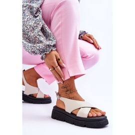 PE1 Sandalias de plataforma Chester beige de moda 5
