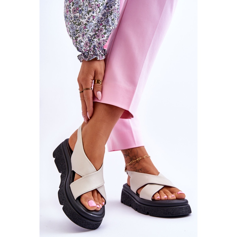 PE1 Sandalias de plataforma Chester beige de moda 2