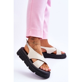 PE1 Sandalias de plataforma Chester beige de moda 3