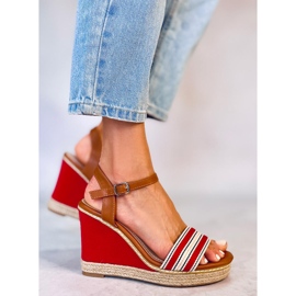 Sandalias de cuña rojas 9068 Red rojo 4