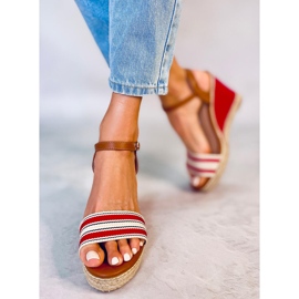 Sandalias de cuña rojas 9068 Red rojo 5