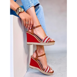 Sandalias de cuña rojas 9068 Red rojo 7