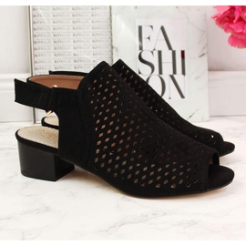 Sandalias mujer caladas negras Sabatina DM19-27 negro 4