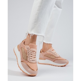 Deportivas mujer plataforma Shelovet rosa y dorado rosado 1