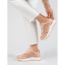 Deportivas mujer plataforma Shelovet rosa y dorado rosado 2