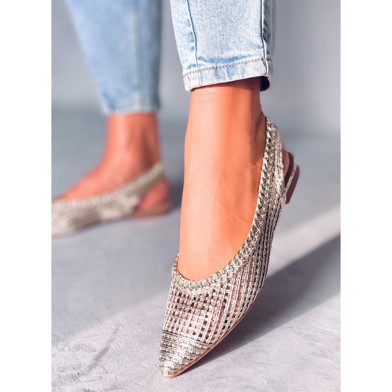 Seastar Bailarinas Tacón Abierto Calado Dorado Grazia 2