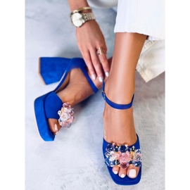 Sandalias tacón ancho con piedras Mirella Blue azul 5