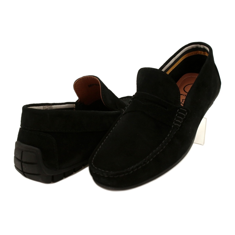 Filippo Mocasines negros para hombre, piel serraje, MP921/23, negro 4