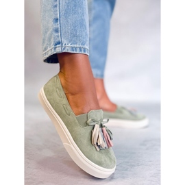 BM Salma Green zapatillas de primavera con borlas verde 4