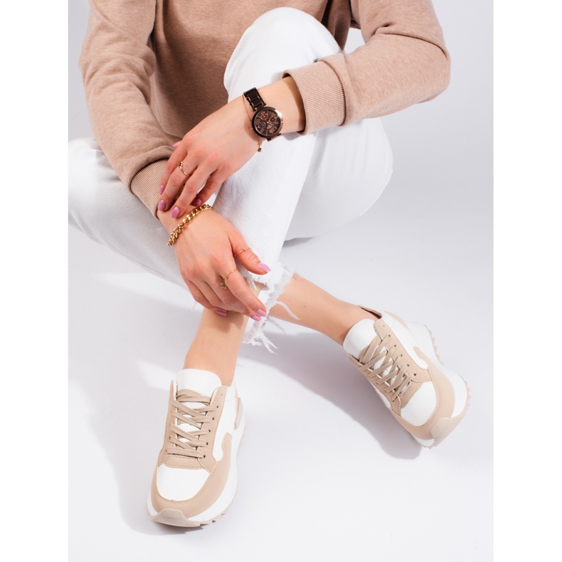 W. Potocki Zapatillas de mujer con suela gruesa beige Potocki 1 W. Potocki Zapatillas de mujer con suela gruesa beige Potocki 1