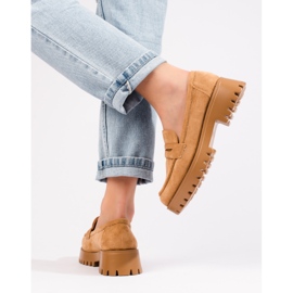 Mocasines de mujer en ante marrón de Shelovet con suela gruesa 1 Mocasines de mujer en ante marrón de Shelovet con suela gruesa 1