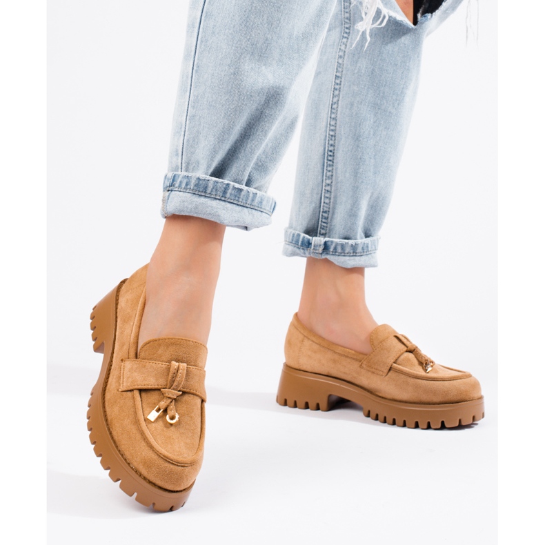 Mocasines marrones de mujer con suela gruesa de Shelovet marrón 1