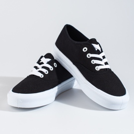 Zapatillas clásicas con cordones para mujer Shelovet negro 5