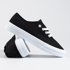 Zapatillas clásicas con cordones para mujer Shelovet negro 3