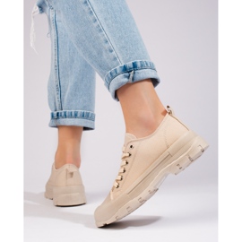 Zapatillas clásicas de mujer en la plataforma Shelovet. beige 3