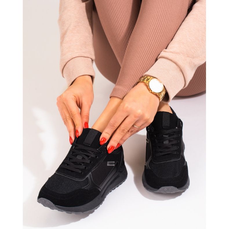 Deportivas de mujer Shelovet de ante negro 2