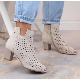 Botines peep toe mujer calados primavera ante beige Jezzi ASA169-7 2