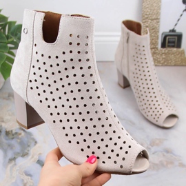 Botines peep toe mujer calados primavera ante beige Jezzi ASA169-7 4