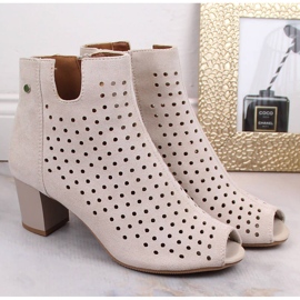 Botines peep toe mujer calados primavera ante beige Jezzi ASA169-7 5
