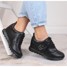 Deportivas de mujer con cuña oculta negras Jezzi ASA170-11 negro 1