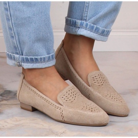 Slip-on mujer ante calado beige Jezzi ASA151-18 4