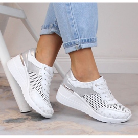 Zapatos cuña piel calados cómodos blanco S.Barski LR29587 1 Zapatos cuña piel calados cómodos blanco S.Barski LR29587 1