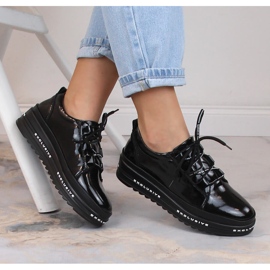 Zapatos plataforma cómodos piel lacada negro S.Barski LR29592 1