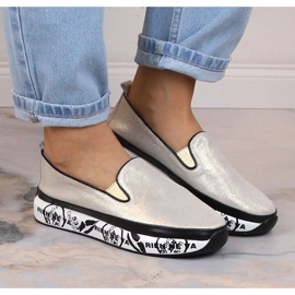 S.Barski LR29050 zapatos sin cordones cómodos de cuero para mujer dorado 4