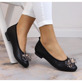 Bailarinas mujer tacón bajo en piel con cristales negro Filippo DP4527 3