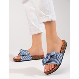 Pantuflas mujer rayas blanco azul Vinceza 1