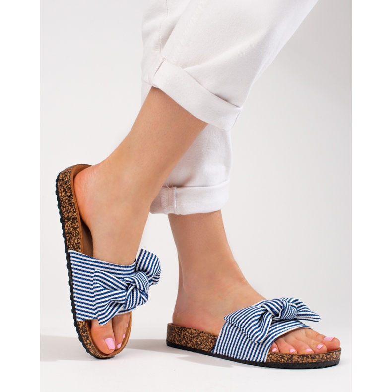 Pantuflas mujer rayas blanco azul Vinceza 2