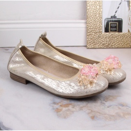 Bailarinas de mujer en piel con tacón bajo y cristales dorados Filippo DP4527 8