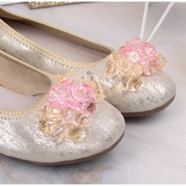 Bailarinas de mujer en piel con tacón bajo y cristales dorados Filippo DP4527 10