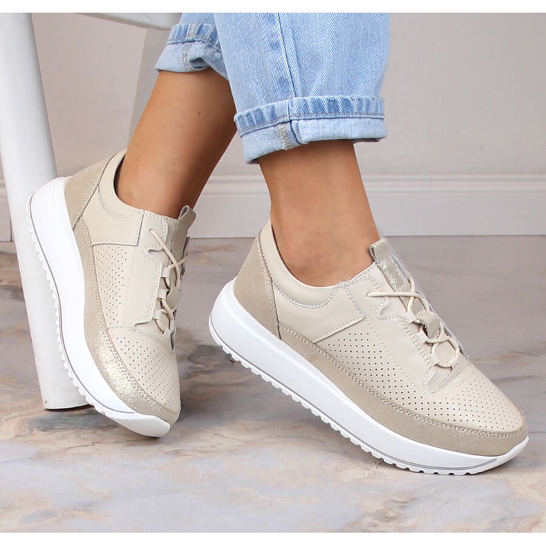 Deportivas mujer piel plataforma beige Artiker 52C1384 1
