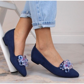 Bailarinas de mujer en ante azul con cristales T.Sokolski W23-464 3
