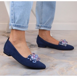 Bailarinas de mujer en ante azul con cristales T.Sokolski W23-464 4